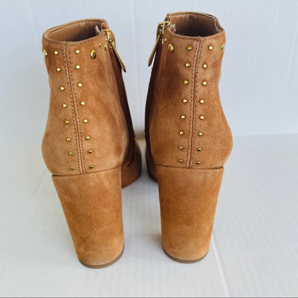SAM EDELMAN Ankle Booties Chandler Zip Saddle Suede Heel Leather Boots Size:6.5 - Picture 7 of 9